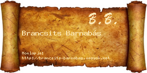 Brancsits Barnabás névjegykártya